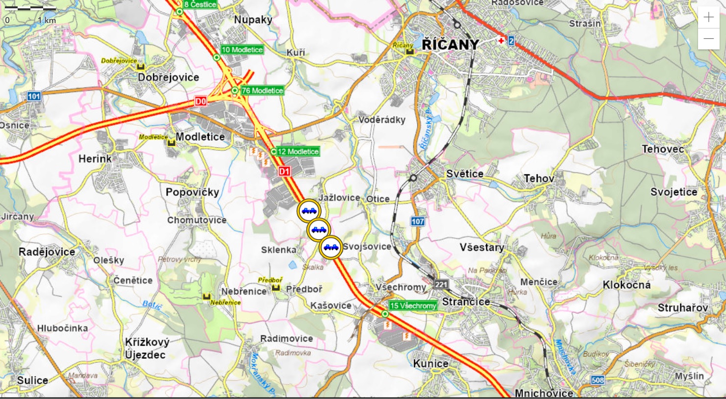 001-Místa ranních nehod na brněnské dálnici D1.jpg