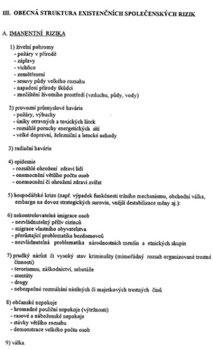 Obr. 3 Výčet rizik (1994)