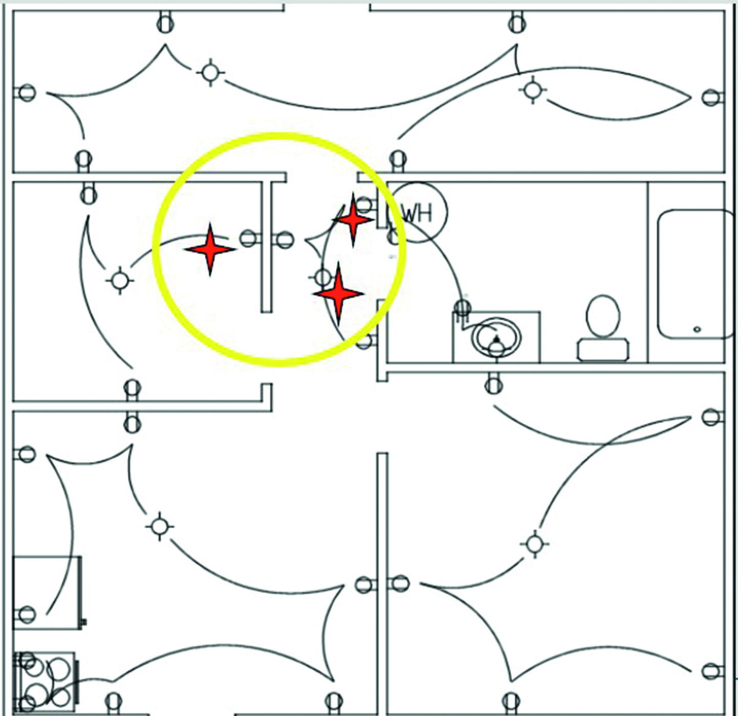 Obr. 5 Použití metody Arc Mapping v půdorysu bytu