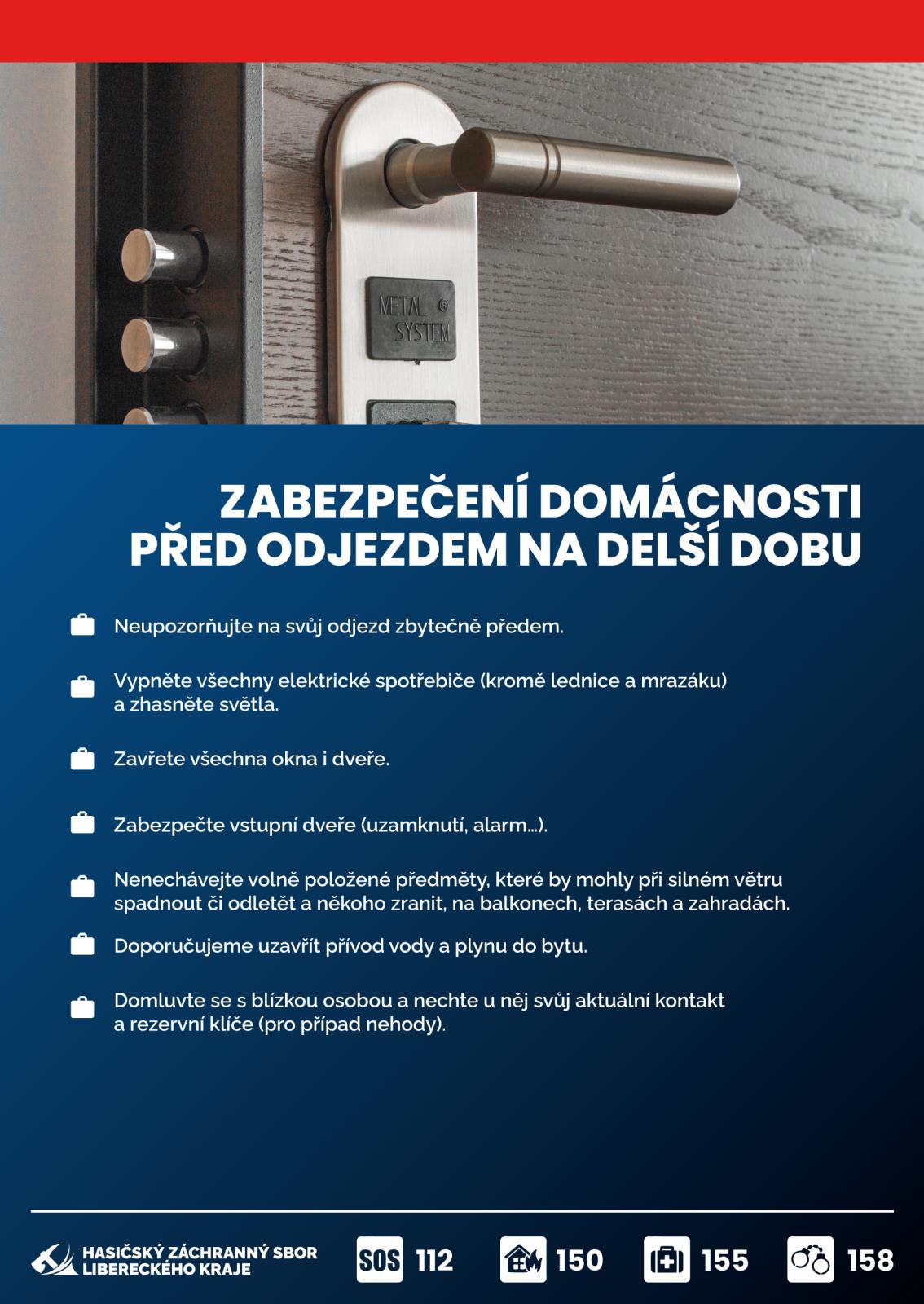 Zabezpečení domácnosti před odjezdem na delší dobu